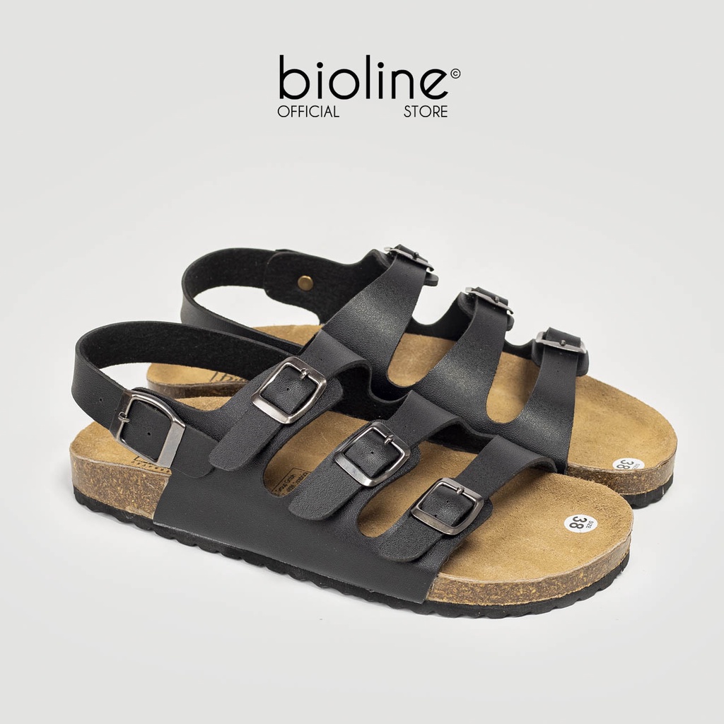 D13-Dép sandal đế trấu BIRKEN da bò quai ngang Birken Bioline