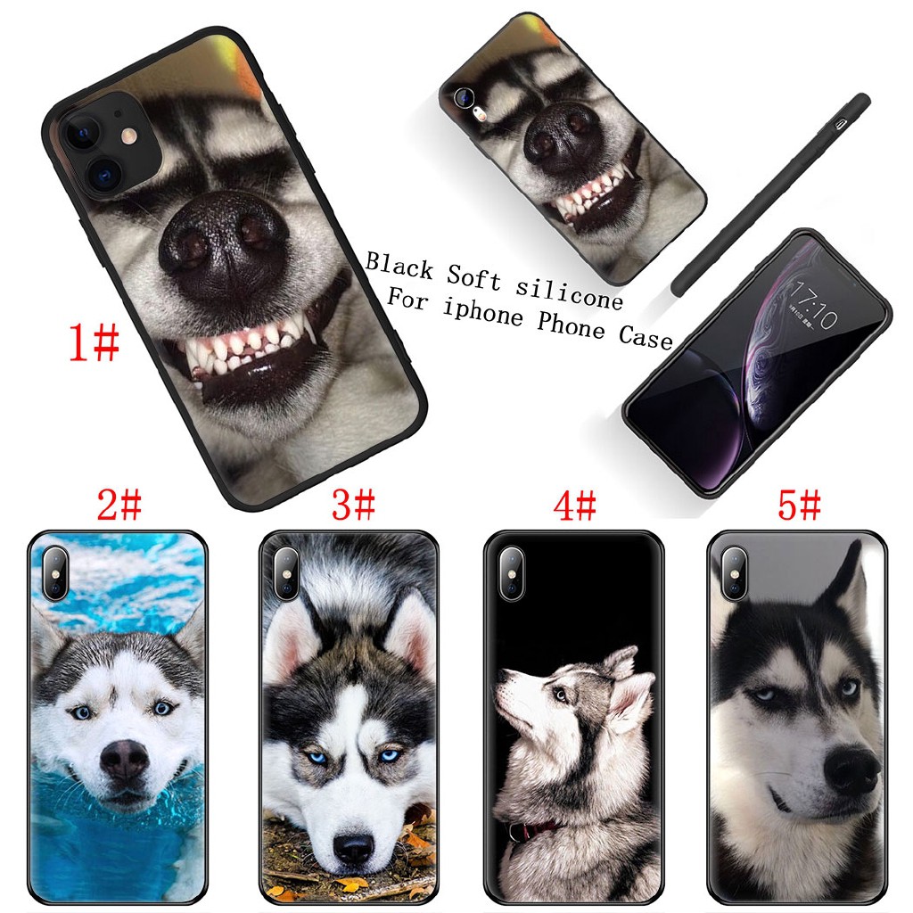 Ốp điện thoại silicone họa tiết hình chú chó Husky thích hợp cho Iphone X Xr Xs Max 7 8 6 6s Plus 5 5s Se