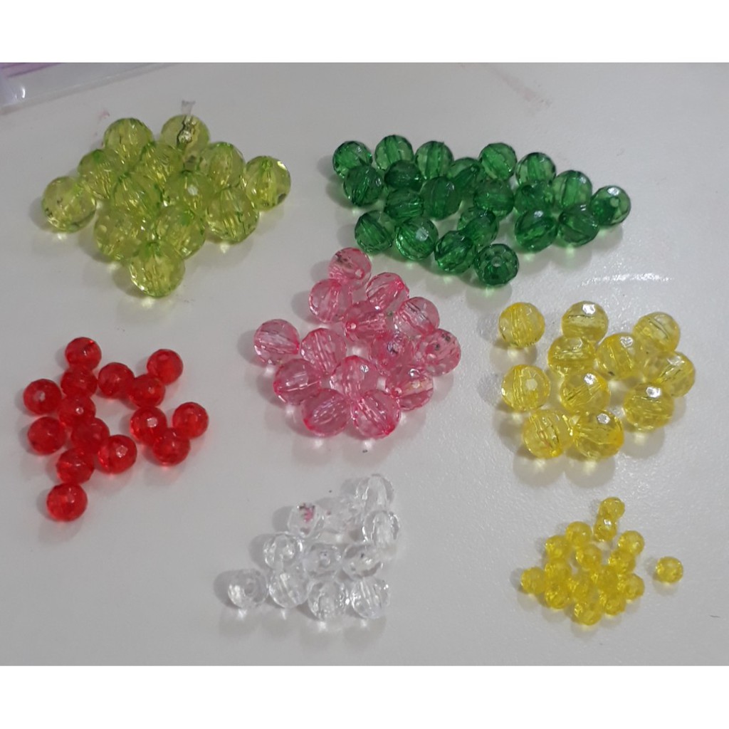 [Mã FAMAYFA giảm 10K đơn 50K] hạt nhựa góc cạnh trong nhiều màu nhiều size 4/6/8/10 ly (gói 20-25gam )