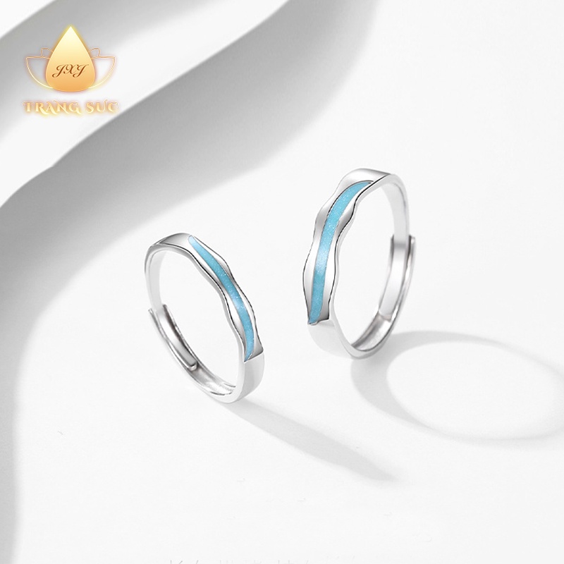 🔥🔥Nhẫn Đôi Nam nữ Hiếm khi thấy Màu xanh trời Quà ngày lễ tình nhân Thiết kế ban đầu Sáng tạo Mạ bạc NH-138