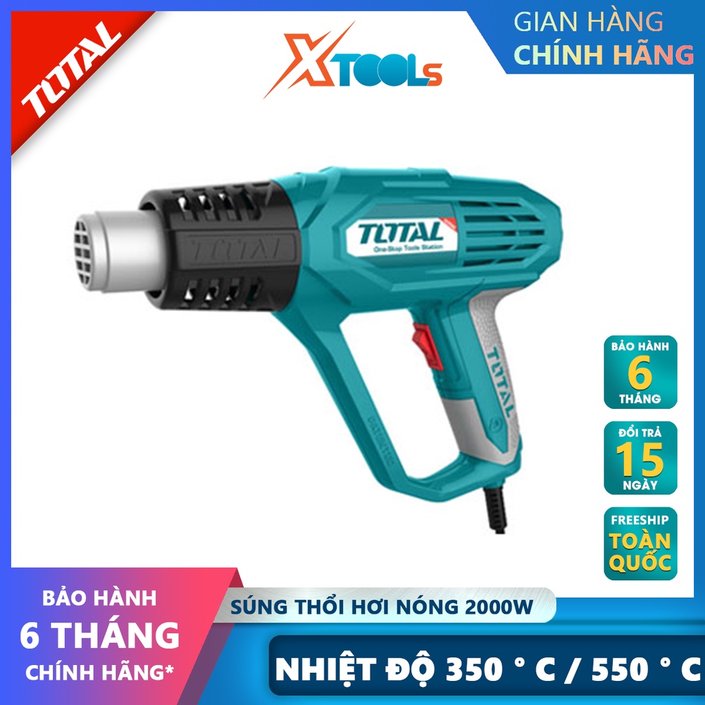 Máy thổi hơi nóng Total TB1206 Máy khò nhiệt cầm tay công suất 2000W Nhiệt độ350 ° C / 550 ° C Luồng khí: 300/500 L/phút