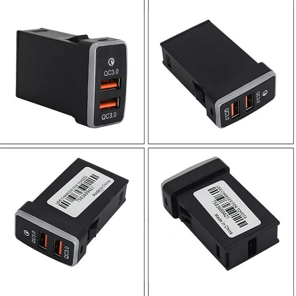 Củ Sạc Nhanh QC 3.0 12V-24V Cổng USB Kép Có Đèn LED Xanh Dương Cho Xe Hơi Old Toyota FJ Cruiser