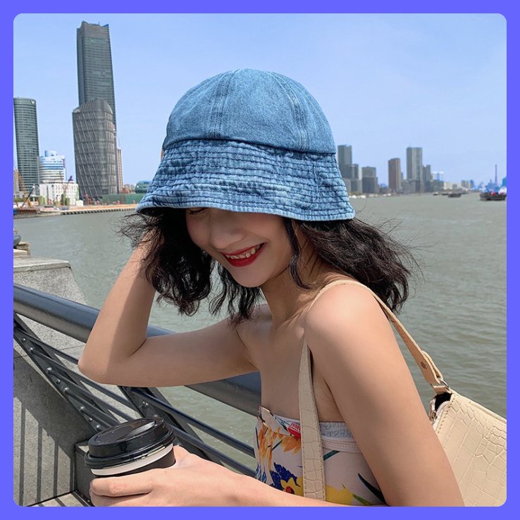 Nón bucket denim vành cụp mũ bucket bò màu trơn ulzzang sành điệu làm quà tặng sinh nhật ý nghĩa chụp ảnh thời trang đẹp
