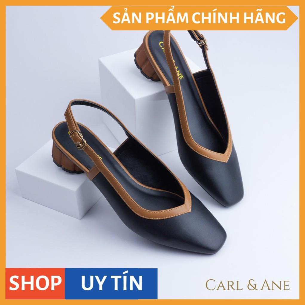 Carl & Ane - Giày cao gót thời trang mũi vuông hở gót phối dây tinh tế cao 3cm màu kem nhạt _ CL005 | BigBuy360 - bigbuy360.vn