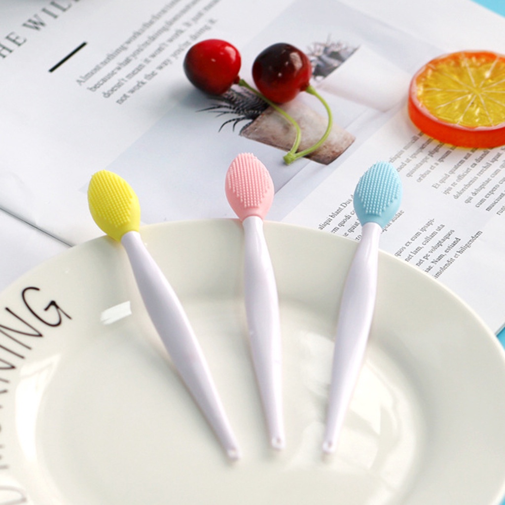 [Hàng mới về] Cọ vệ sinh môi/ mũi hai mặt bằng silicon mềm nhẹ tiện dụng