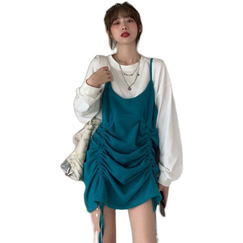 Đầm Giả Hai Mảnh Dáng Rộng Phong Cách Hàn Quốc Thời Trang Cho Nữ