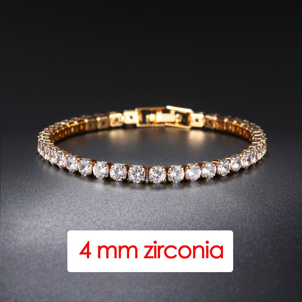 Vòng Tay Dây Xích Nhiều Màu Sắc Đính Đá Zircon Phong Cách HipHop Dành Cho Nam