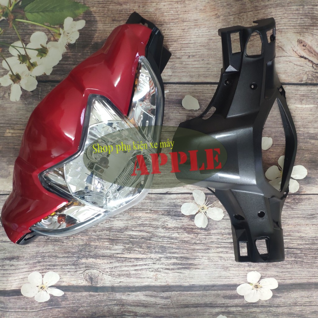 Bộ ốp đầu đèn xe Wave S110 gồm 4 món ốp trước, ốp sau và pha đèn kèm bóng siêu sáng
