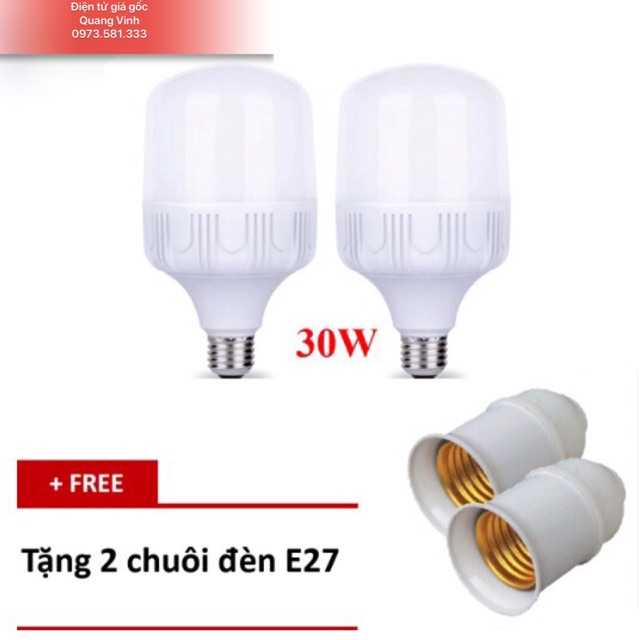 [SIÊU SALE] Bộ 2 bóng đèn led trụ 30W tặng kèm đui - GIÁ RẺ- CÓ BẢO HÀNH