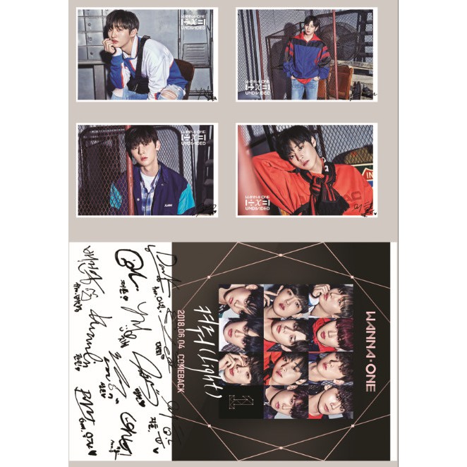 Lomo Card WANNA ONE 1÷x=1 (UNDIVIDED) + LIGHT Có chữ ký