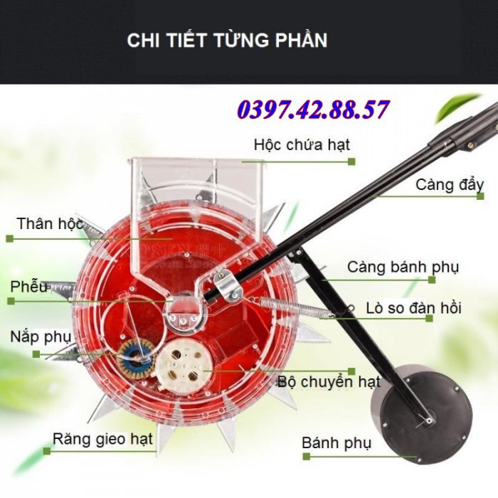 Máy gieo hạt và phân_bón VNGH-999, máy gieo hạt điều chỉnh được số răng