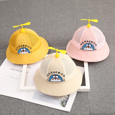 Mũ lưỡi trai cotton phối lưới mỏng in hoạt hình chong chóng tre cho bé