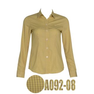 Áo sơ mi Thái Hòa màu vàng sọc kẻ caro A092-08