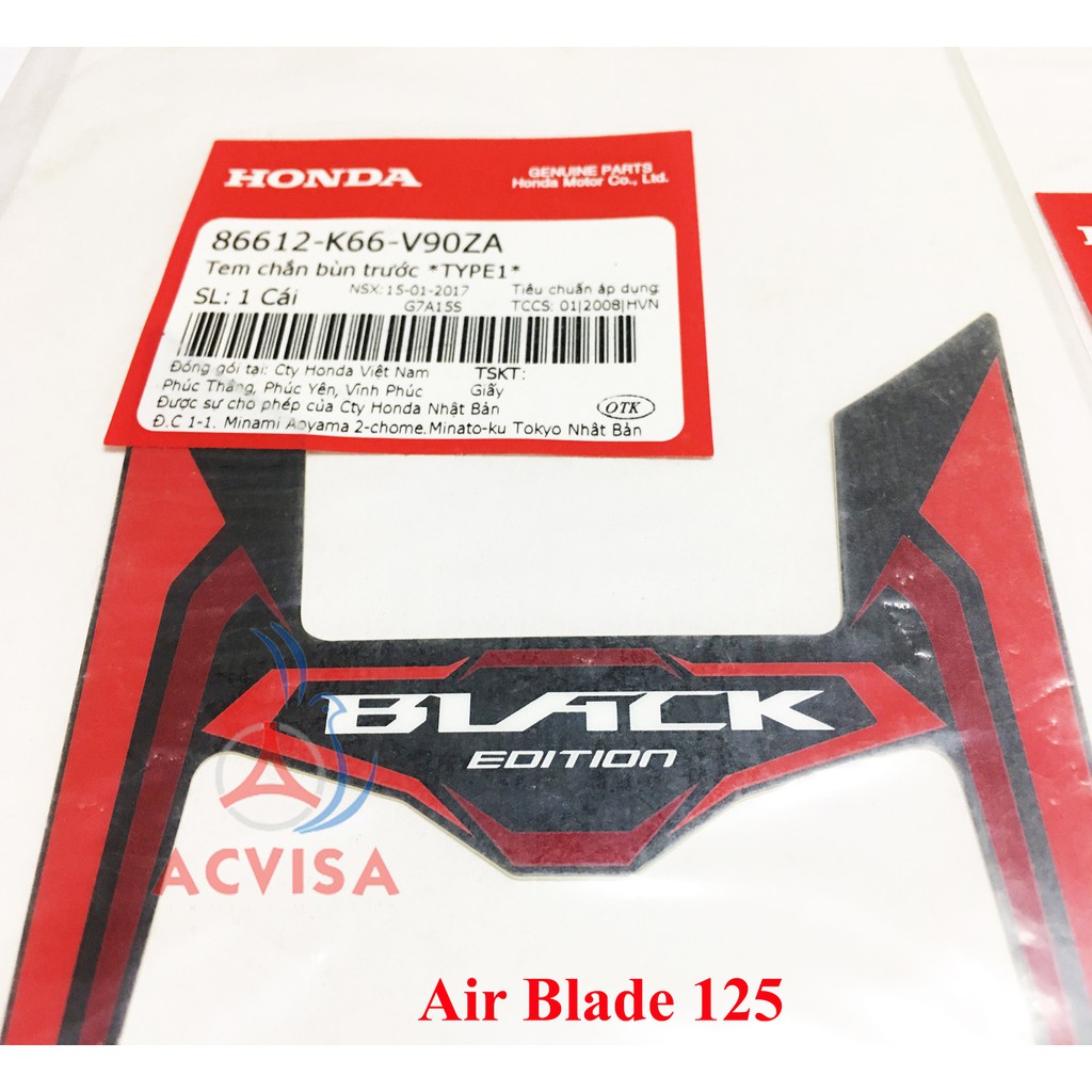 Tem chắn bùn trước TYPE1 xe Air Blade 125 ( 86612-K66-V90ZA )