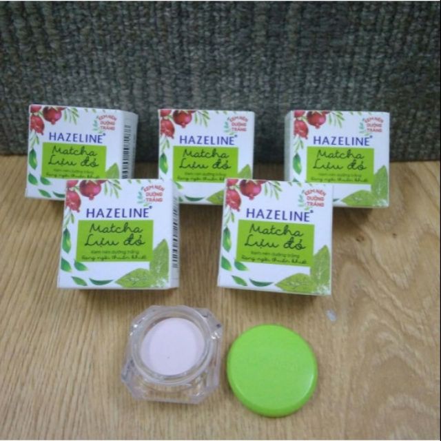 5 hộp kem nén hazeline dưỡng trắng matcha lựu đỏ 3g/hộp + tặng 5 gói sữa tắm dâu tằm 6g