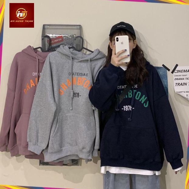 áo nỉ nữ , áo khoác hoodie phối chữ cá tính 0011