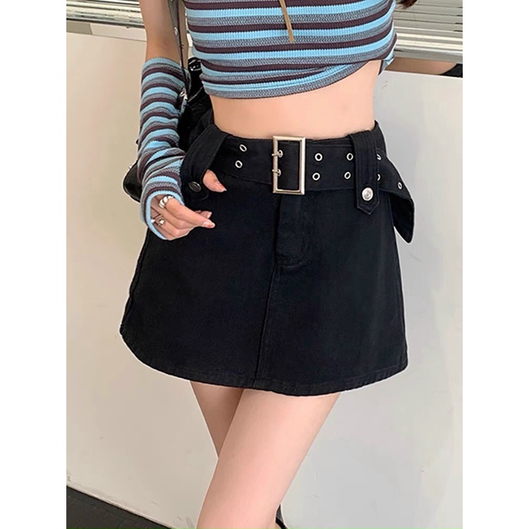 chân váy kaki jean kèm dây nịt như hình