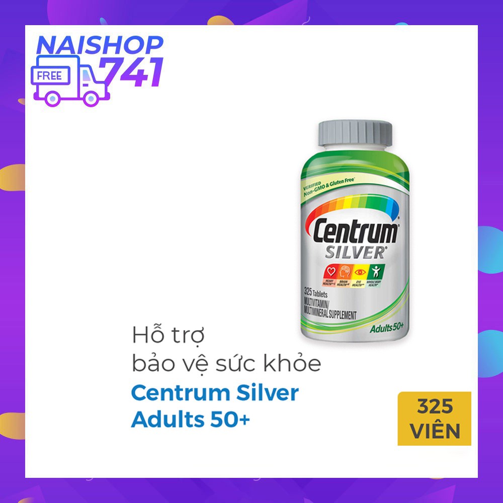 Centrum Silver Multivitamin & Multimineral Adults 50+ bổ sung Vitamin và khoáng chất (Chai 325 viên)