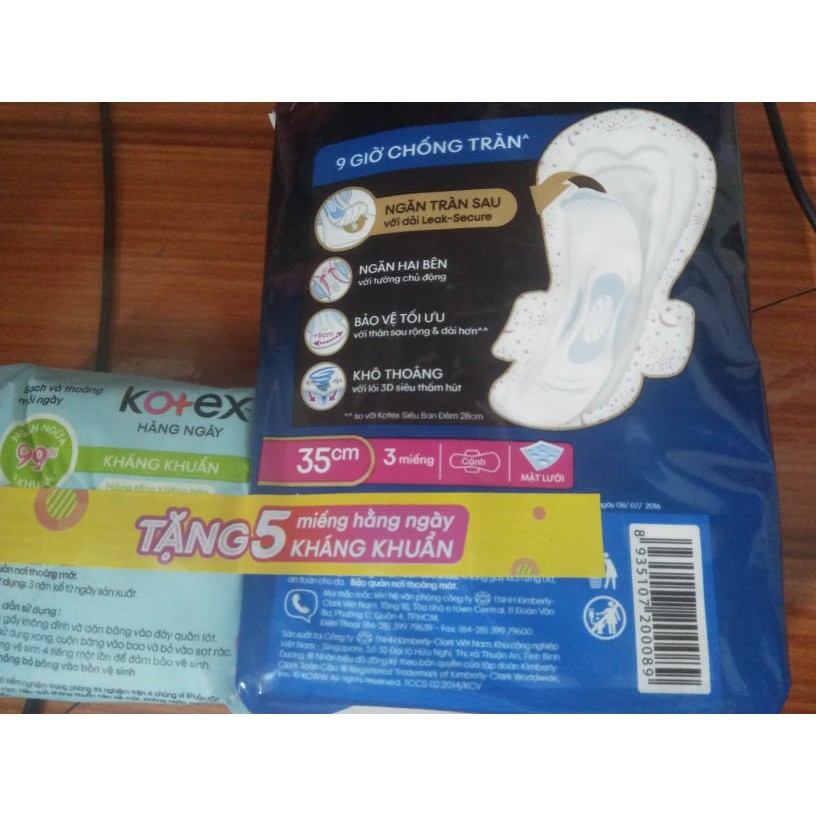 Kotex Ban Đêm 35cm tặng 5 miếng hàng ngày