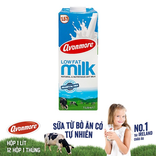 THÙNG 12 HỘP SỮA AVONMORE ÍT BÉO 1L