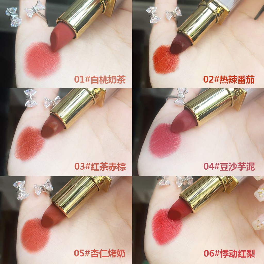 Son Môi Herrange Chất Nhung Lì Dưỡng Ẩm Chống Thấm Nước Thiết Kế Vỏ Hình Vuông Pha Lê Mã Số204