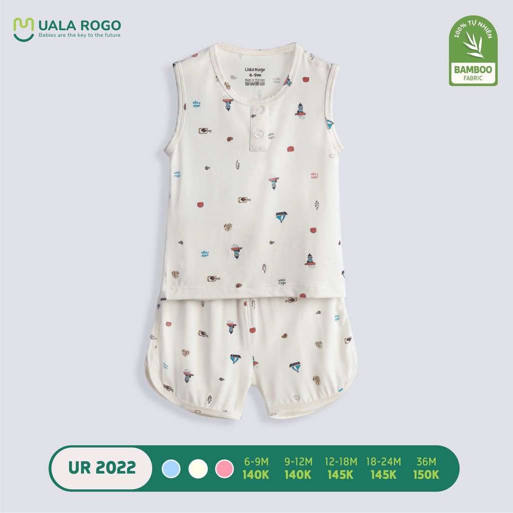 Bộ quần áo ba lỗ Ualarogo bé 6 tháng - 3 tuổi  vải sợi tre Bamboo Fabric thoáng mát co giãn thấm hút khử khuẩn 2022 3623