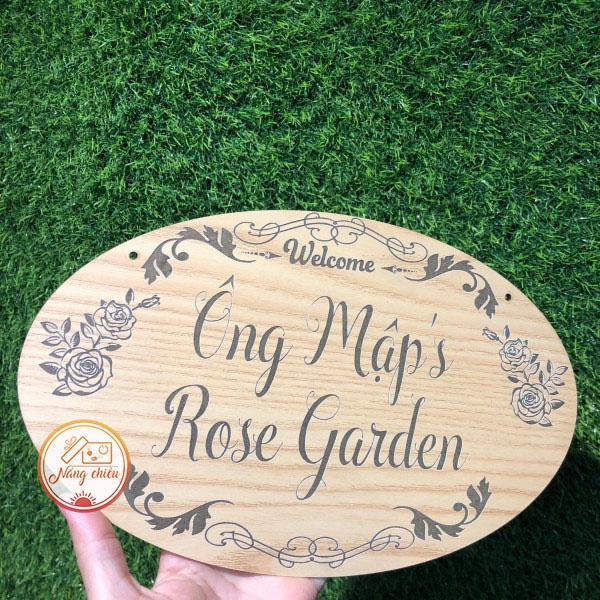 BIỂN GỖ TRANG TRÍ VƯỜN HOA HỒNG - Thiết kế thông tin theo yêu cầu - Giá siêu rẻ