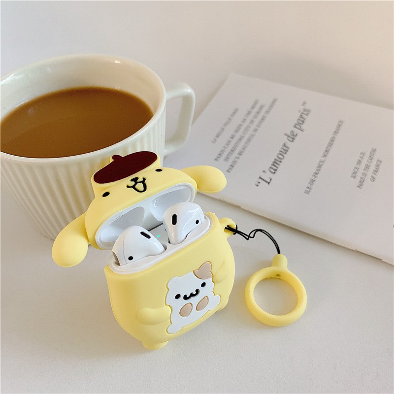 Cute Cinnamoroll Pom Pom Purin Airpods case soft silcone airpods 1 2 wireless  bluetooth headsets protective cover