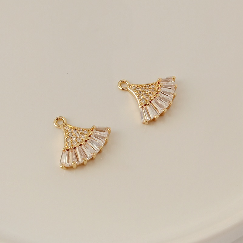 Mặt Dây Chuyền/ Vòng Tay/Dây Chuyền Hình Cánh Quạt Zircon 14k Màu Vàng Thời Trang diy