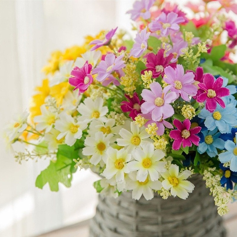 Bó Hoa Cúc Nhân Tạo 28 Đầu Trang Trí Nhà Cửa