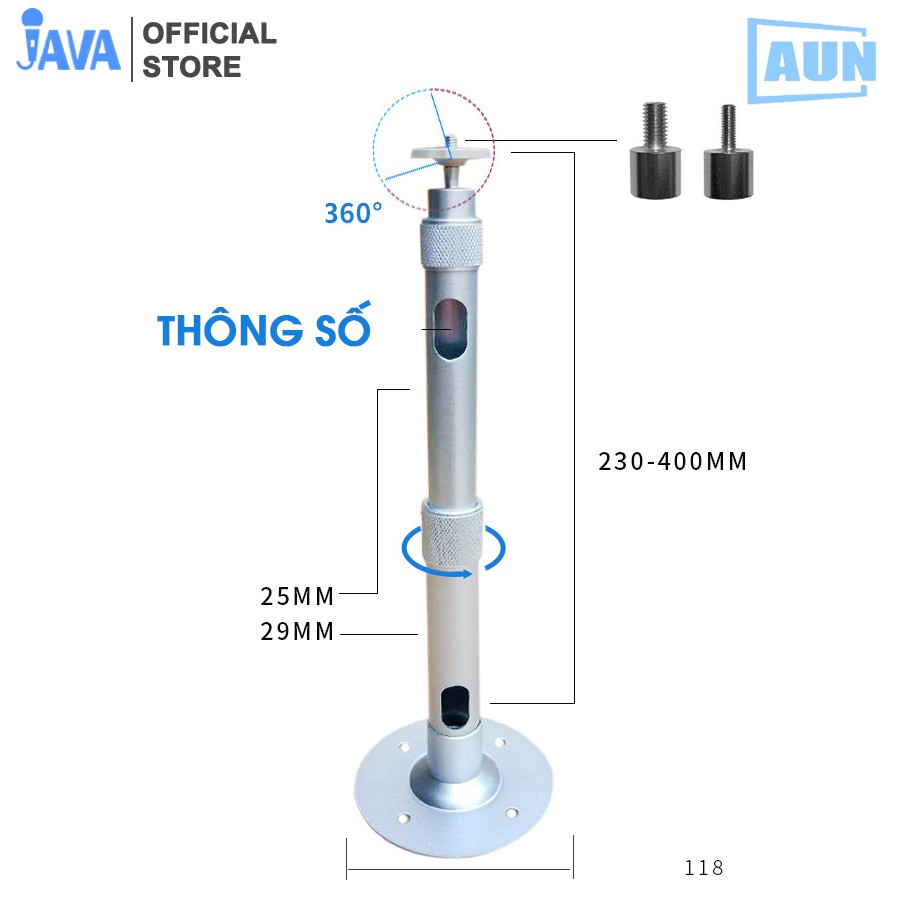 [XOAY 360 ĐỘ] Chân treo máy chiếu - Gắn Máy Chiếu Trần loại 23 - 40Cm