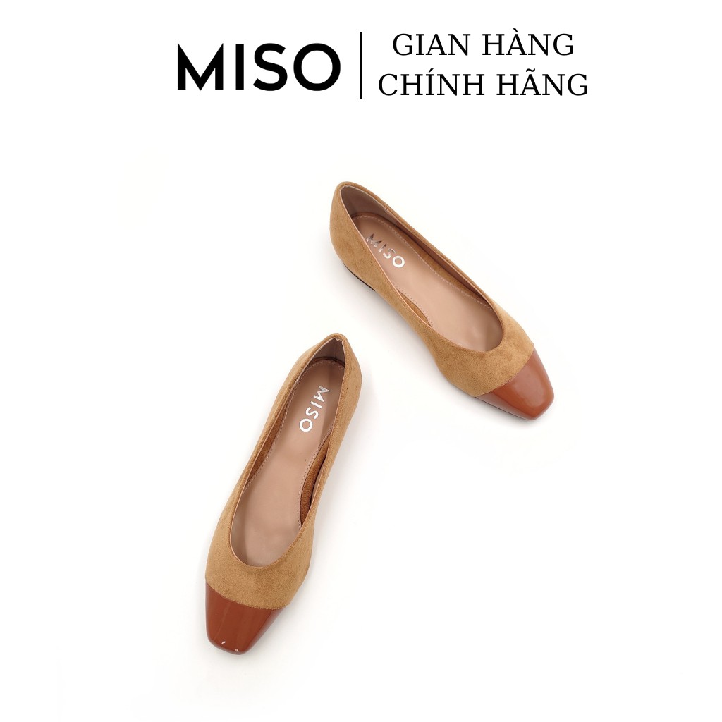 Giày búp bê nữ basic mũi vuông trendy phối màu mới lạ độc đáo gót cao 2cm đi làm đi chơi MISO M036