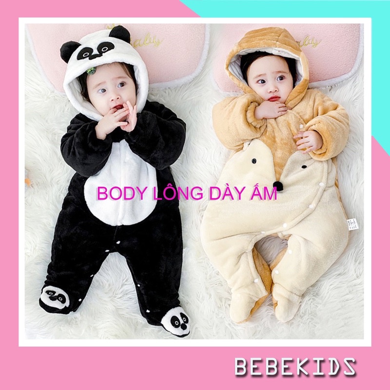 Body em bé, bộ body lông cho bé trần bông mùa đông, cho bé sơ sinh 0- 12 tháng