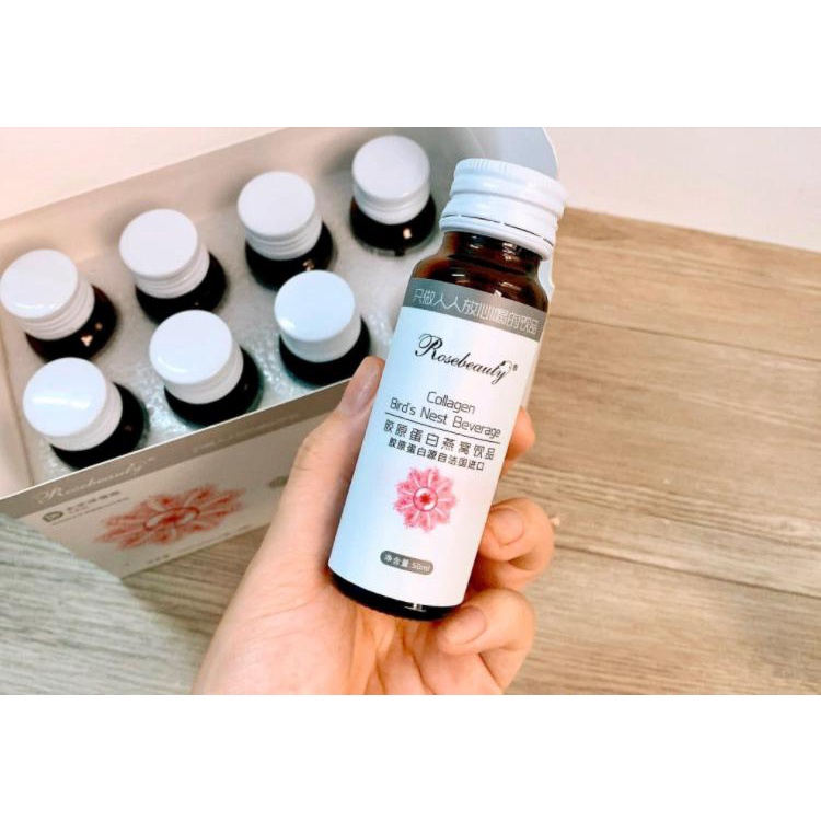 Collagen Yến Trắng Da Rose Beauty  1 hộp 8 chai Hỗ Trợ Sáng Da,Giảm Lão Hóa Da