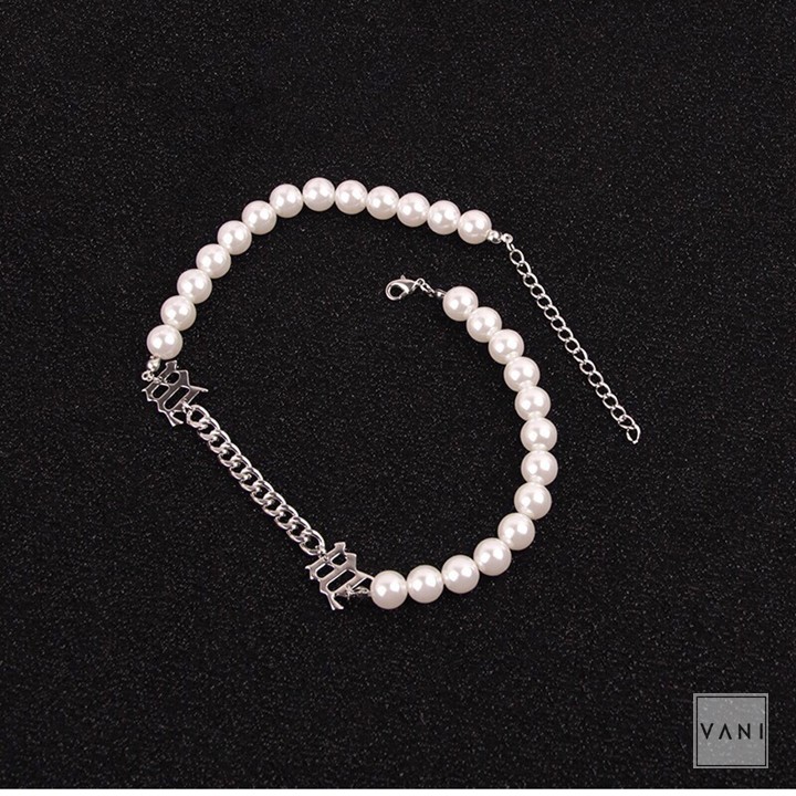 Choker, Dây Chuyền Ngọc Trai Phối Chữ La Mã Phong Cách Hiphop Unisex Cực Cá Tính  - Vani Store [TS000417-O205]