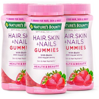 Kẹo dẻo Nature's Bounty Hair Skin Nail Gummies Bổ Sung Vitamin Hỗ trợ Đẹp Da Móng Tóc 2500mcg 80v 140v 230v vị dâu