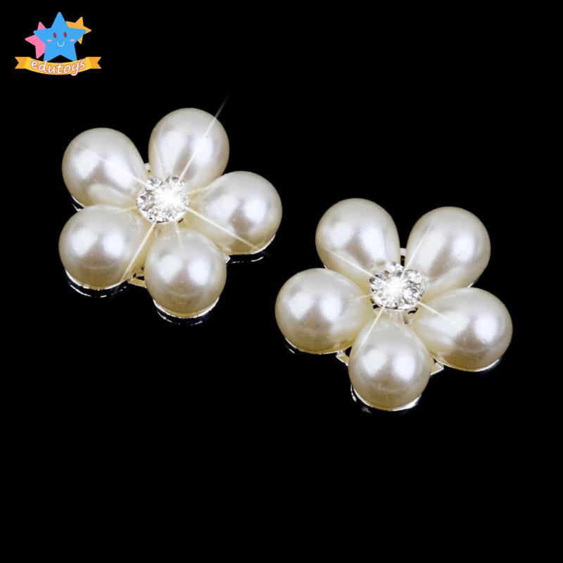 Set 10 Nút Hoa Đính Đá / Ngọc Trai Giả / Kim Cương Giả Dùng Trang Trí Bó Hoa Cưới DIY