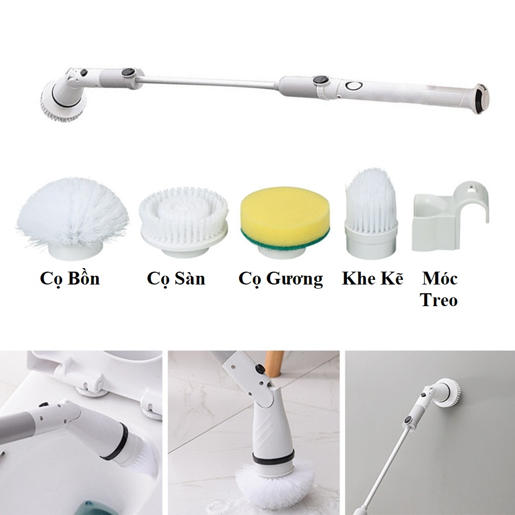 Chổi Điện Cọ Toilet Máy Cọ Rửa Nhà Vệ Sinh Bồn Cầu Cầm Tay Cây Chổi Bàn Chải Chà Nhà Tắm Không  Dây Thông Minh