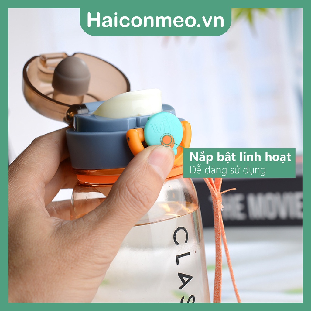 Bình nước Classic 400ml dễ thương có dây đeo 4 màu dành cho bé