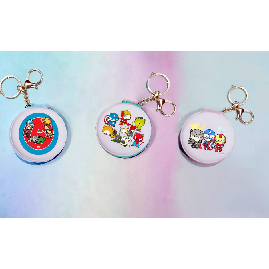 Gương siêu anh hùng 2 mặt GIK22 móc khoá gương in hình hoạt hình cute dễ thương