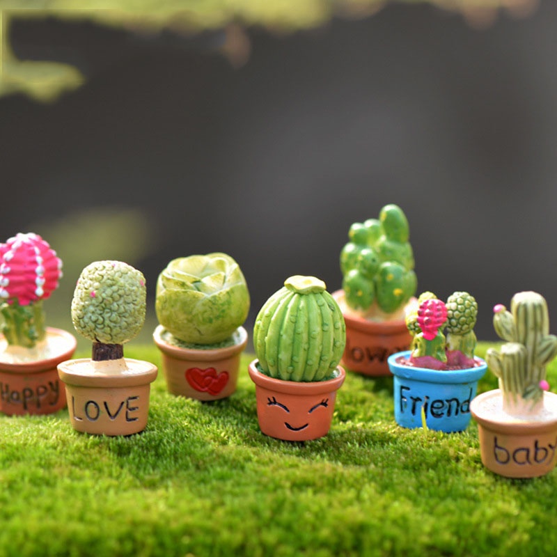 Mô hình tiểu cảnh ❤️ Cây xương rồng, sen đá giả trang trí văn phòng, nhà cửa