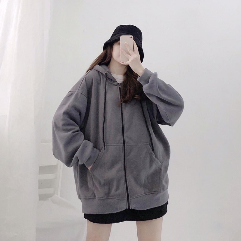 Áo Khoác Nỉ Unisex XÁM CHUỘT TRƠN HOT2022 ulzzang NBC