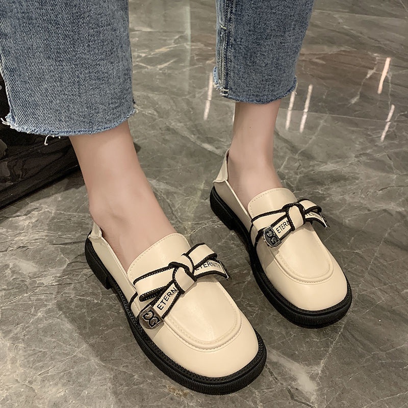 Giày búp bê da mềm mũi tròn thời trang mùa hè 2021 cho nữ