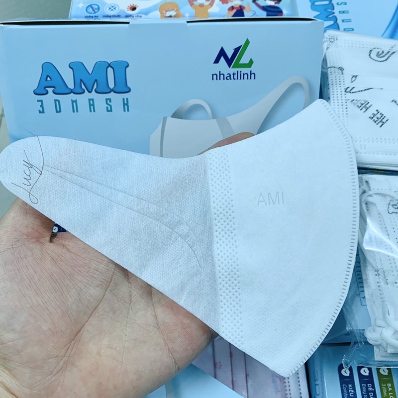 Khẩu Trang y tế 3D mask AMI công nghệ Nhật Bản hộp 50 chiếc hàng công ty, Khẩu trang chống dịch kháng khuẩn 3D Mask Ami