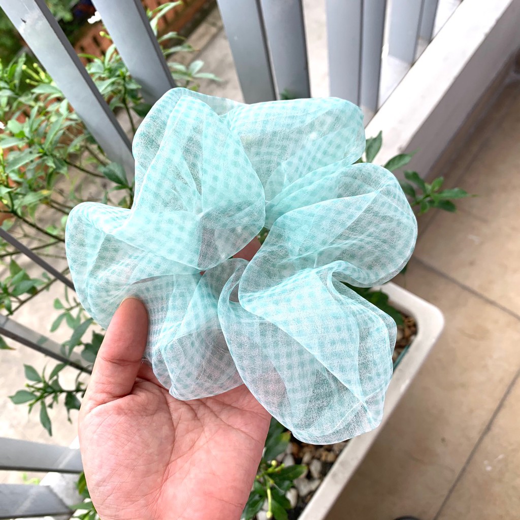 Cột tóc vải scrunchies caro nhí