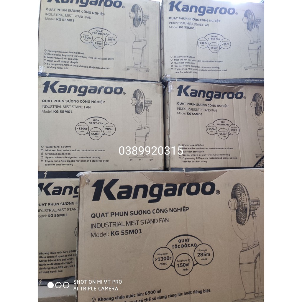 Quạt phun sương công nghiệp Kangaroo KG55M01 chính hãng vỏ hộp xấu FreeShip nội thành Hà Nội