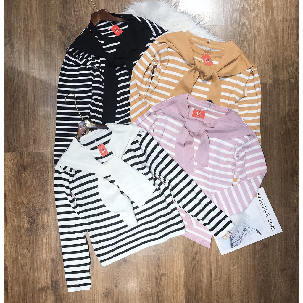 [BÁN SỈ] Áo Len Nữ Dệt Kim Dày Dặn Tay Dài Cổ Phối Khăn Buộc_Phong Cách Hàn Quốc | BigBuy360 - bigbuy360.vn