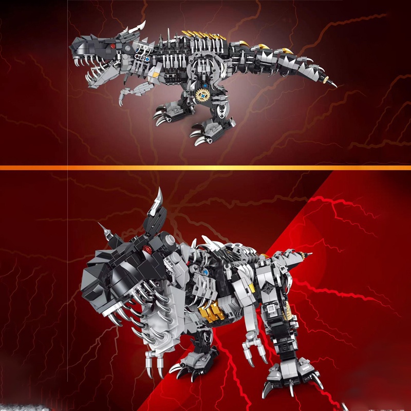 Đồ chơi Lắp ráp Khủng Long máy biến hình, Lewan 60030 Mechanic Dinosaur, Xếp hình thông minh, Mô hình khủng long