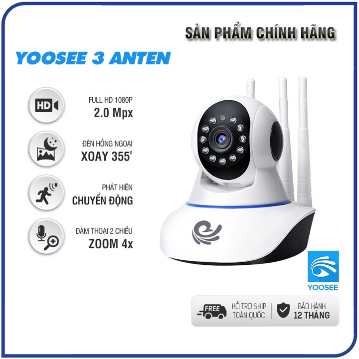 ⚡️FREESHIP⚡️Camera IP Wifi 3 Râu Carecam | Yoosee Full HD 1080P - 2.0MPX, Xoay 360 độ