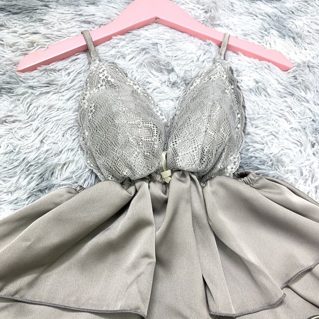 Đồ ngủ nữ sexy 🌸 Freeship 🌸 Đồ ngủ nữ sexy satin mềm mịn áo 2 dây phối ren Freesize dưới 60kg | BigBuy360 - bigbuy360.vn